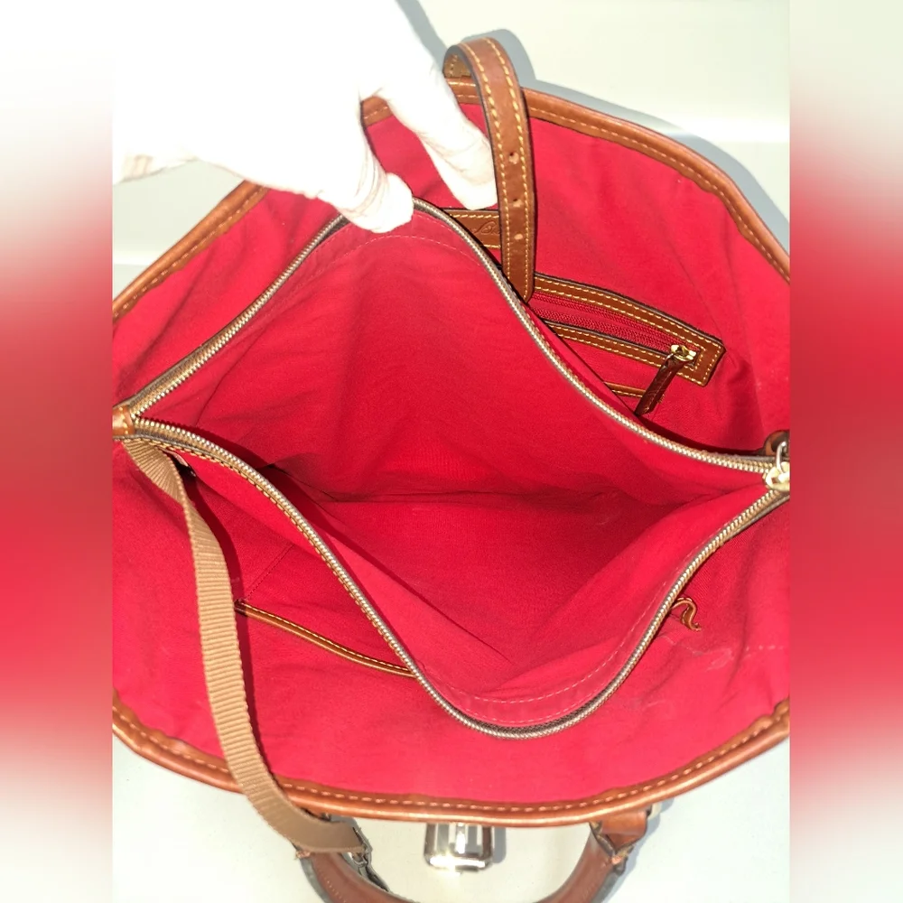 Brown LEATHER and Navy Canvass Men's Messenger Bag